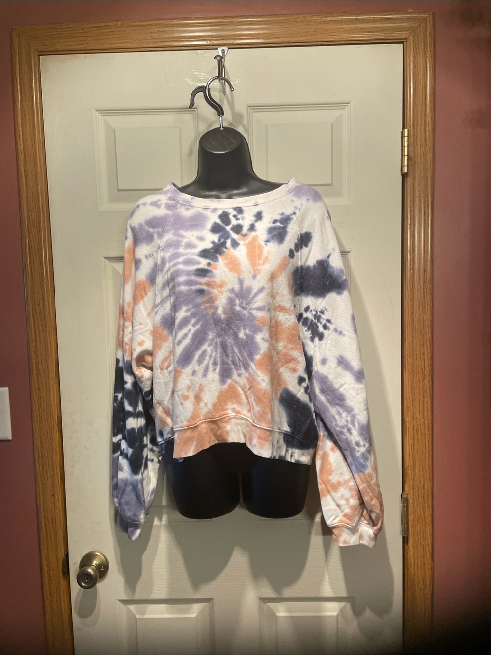 flirtitude Lavender, Peach & Navy Tie-Dye Cropped Sweatshirt